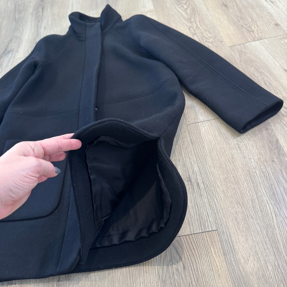 Madewell Estate Cocoon Coat Black Wool Blend In Insuluxe Fabric Peacoat Size XXS - Picture 9 of 13